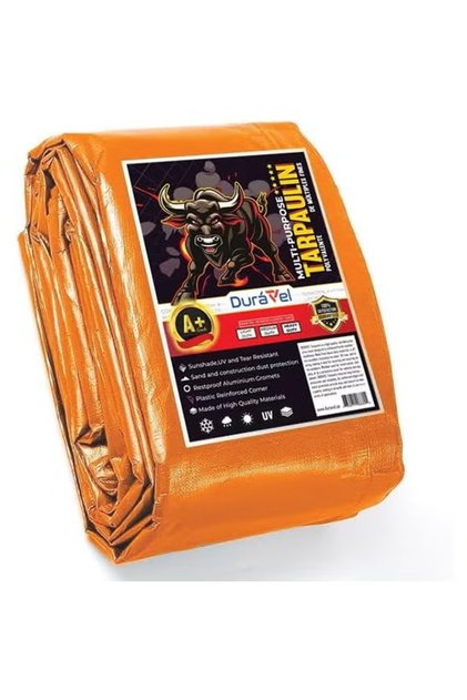 Heavy Duty Tarpaulin-Multi-Purpose Waterproof Cover, UV and Tear Resistant, Orange, 9x9 Meter