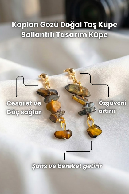 Aventurine, Tiger's Eye, Pink Quartz Natural Stone Earrings Dangle Design Earrings