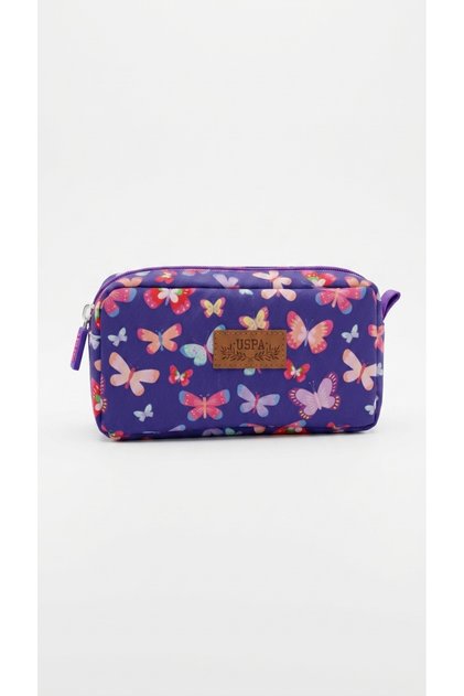 Women Pencil Bag Butterfly Pattern Zipper Pencil Holder Makeup Bag Large Capacity