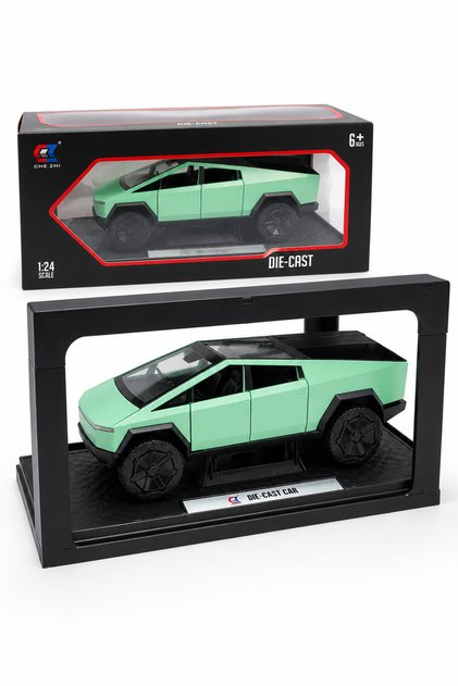 1:24 Die-Cast Futuristic Pickup Truck Model – Mint Green Metal Body Collector Car with Display Frame, Detailed Wheels & Premium Box – Ages 6+