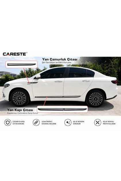 Fiat Egea Krom Yan Kapı Çıtası Yan Çamurluk Çıtası Seti Krom Aksesuar Sedan-Sw-hb-cross