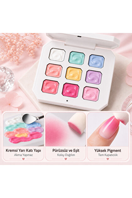 Pat Ombre Jeli Tırnak Ombre Paleti Pat Painting Gel Ombre Ojesi 9 Renk MX-02