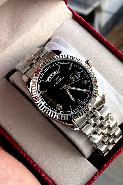Men's wristwatch steel band 2 years warranty waterproof boxed