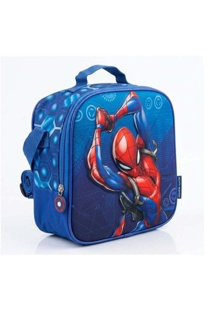 Thermal School Lunch Bag for Kids with 3D Spiderman Print – Blue and Red