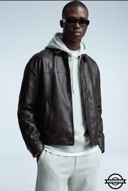 Brshk Model Relaxed Fit Four Seasons Viral Men's Leather Jacket Coat