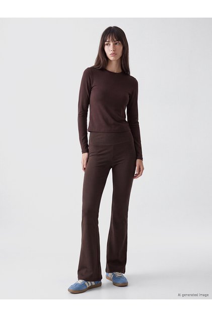 Two Mt Shop Quality Xside Brown High Waist Spanish Leg Women's Leggings
