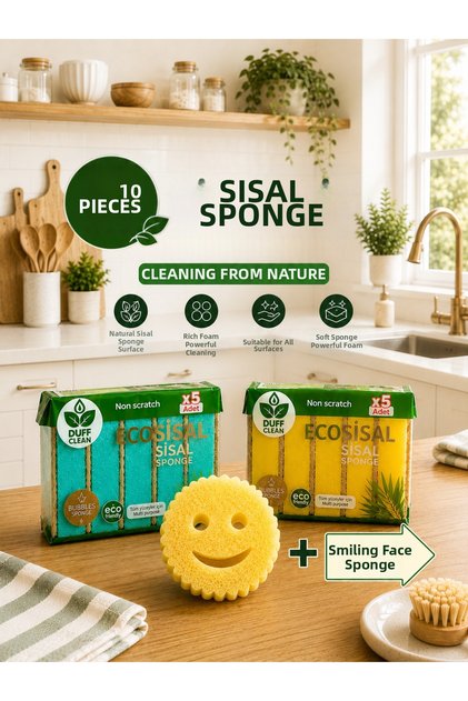 Eco Sisal 10 Pieces Sisal Fiber Sisal Sponge Multi-Purpose Kitchen Cleaning Sponge + 1 Smiling Face Gift Sponge