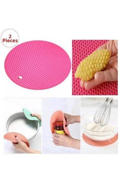 2 Pieces Round Silicone Honeycomb Trivet, Griddle Mold 17.5 cm (2 Pieces)