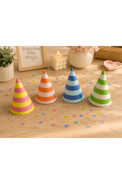 Cardboard Party Hat Colorful Wrap Model 4 Pieces 17 cm