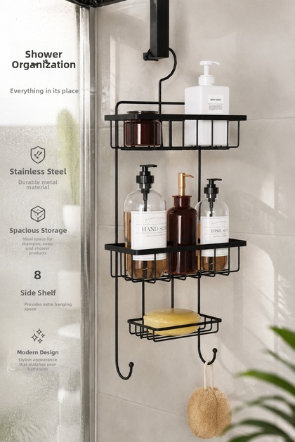 2-Tier Chrome Shower Cabin Shelf - Bathroom Organizer