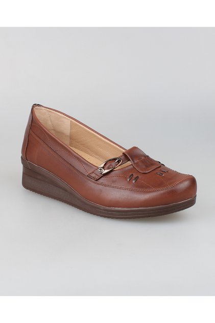 Shoes for Daily and Mother Genuine Leather Lining Heel Cushioned System Tan