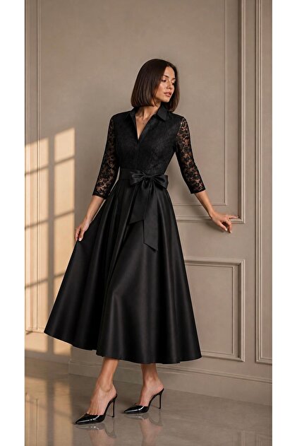 dress lace pink Abbey Lace-Up Slit A-Line Satin Formal Dress