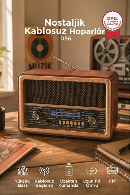 その他 RT-124376 Torima Bluetooth Hoparlör Nostaljik Radyo Uzaktan Kumandalı TWS