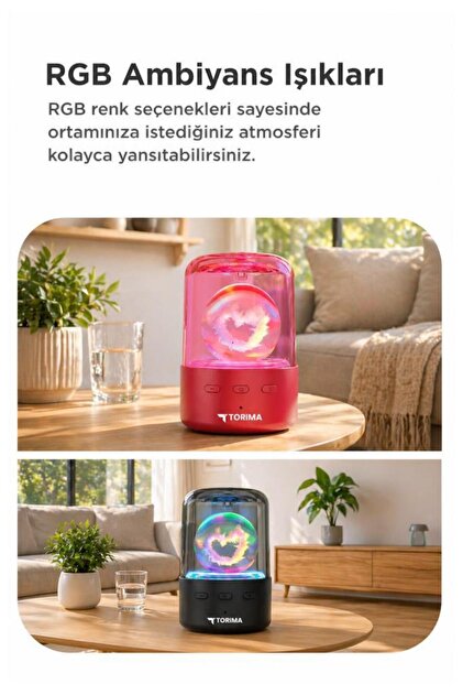 Torima Bluetooth Hoparlör Rgb Işıklı Kablosuz Hoparlör D73 Siyah