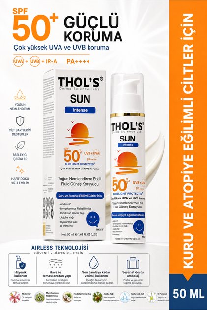 Tb7 Spf50+ Intensive Moisturizing Non-Marking Sunscreen for Dry and Atopic Skin with Hyaluronic Acid - 50 ml