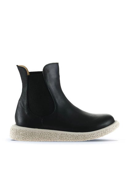 Black Leather Women's Flat Boots 01Wu8905