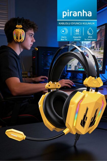 Piranha 2180 RGB Kablolu Oyuncu Kulaklığı| RGB LED Işıklı Gaming