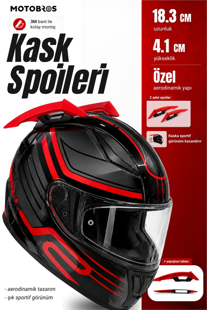Motosiklet Kask Kask Spoiler Aerodinamik Spoiler Universal Kırmızı 2 Adet (KASK DEĞİLDİR)