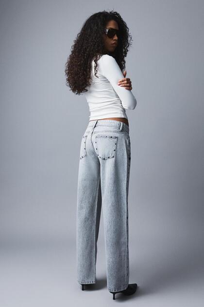 Bershka Yıldız zımbalı düşük bel baggy fit jean - Fiyatı, Yorumları