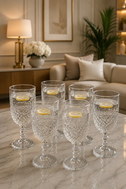 Set of 6 Crystal Glass Coffee Side Glasses Cocktail Soft Drink Glasses 180ml