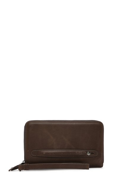 Men's Brown Leather Handbag with Phone Compartment 23Wbd3100Cr