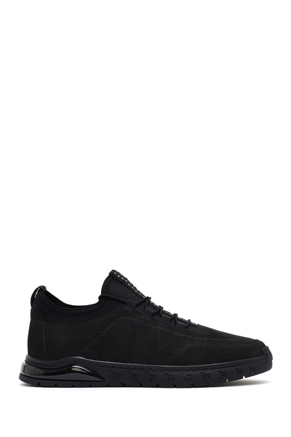 Derimod Erkek Siyah Bağcıklı Nubuk Deri Comfort Sneaker