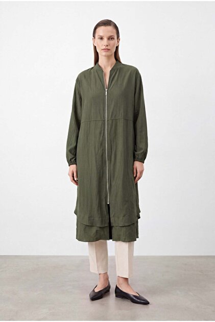 kaoさん Puane Kadın Doğal Dokulu Fermuarlı Kap -15270KAP - KHAKI - Fiyatı