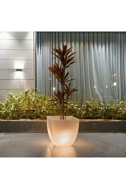 حوض مودرن مربع معكوف LED مقاس 54 × 54 × 50 × 30 سم بلاستيك LLDPE سعة 40 لتر