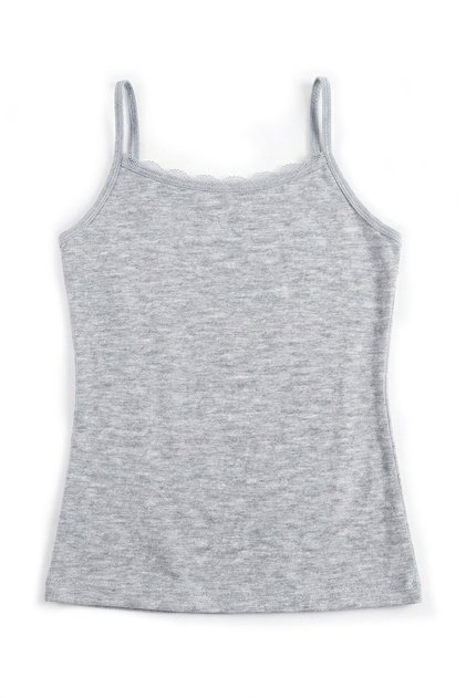 Girl's Tank Top with String Straps and Lace Detail (96% Cotton - 4% Elastane)