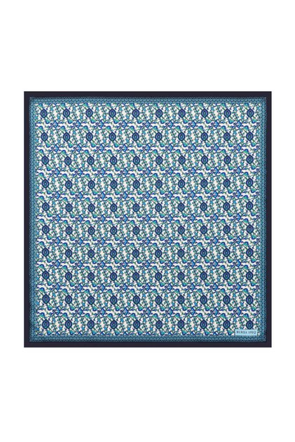 Navy Blue Ivy Tulip Pattern Silky Handkerchief