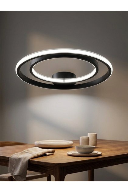 Eclipse Dairesel Siyah Led Avize – Hem Tavan Hem Duvar Aplik 3 Renkli Modern Aydınlatma