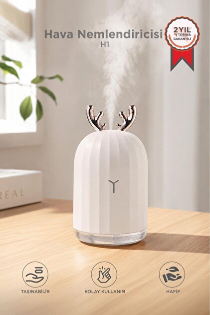 Air Humidifier Steam Machine Aroma Diffuser with Deer Figure 220 ml H1 White