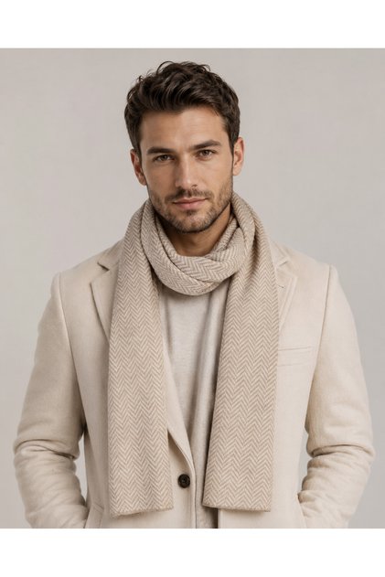 Herringbone Patterned Knitwear Scarf