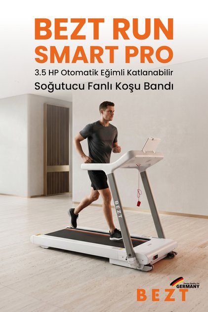 Run Smart Pro 3.5 HP Otomatik Eğimli Katlanabilir Soğutucu Fanlı Koşu Bandı (160 kg Kapasite / 120cm X 50 cm Geniş Bant)