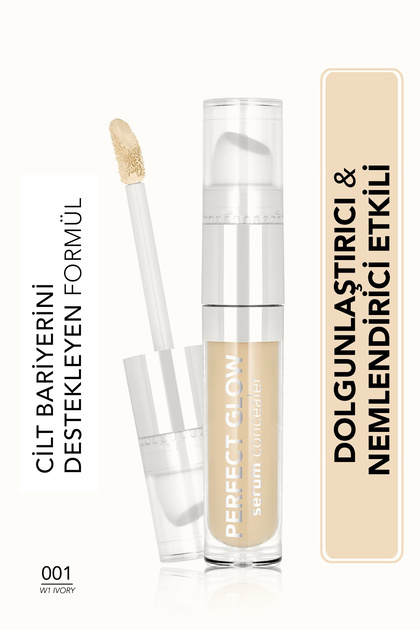 Perfect Glow Serum Moisturizing Concealer with Sponge Applicator - 001 W1 Ivory