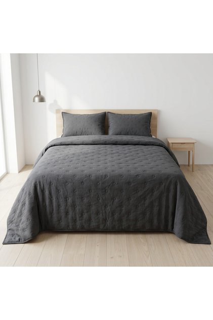 Kapitoneli Çok Amaçlı Düz Pike Tek Kişilik 160x220 Antrasit * Yatak Örtüsü