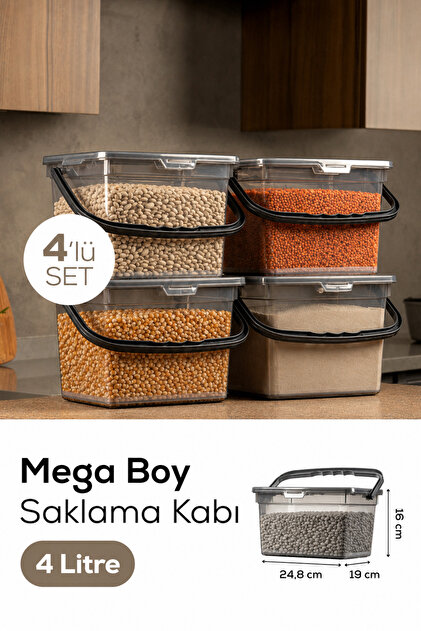 SWENCRAFT 12 ADET 4 Litre Erzak Bakliyat Saklama Kabı Kiler Box 12