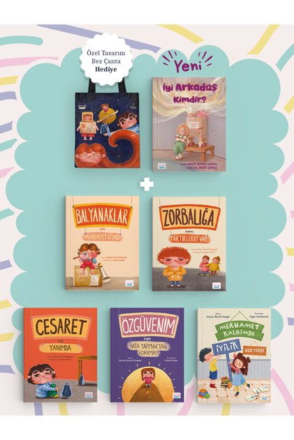 Çanta Hediyeli Akademisyen Anne Duygu Seti - 6 Kitap - İyi Arkadaş Kimdir - Cesaret - Özgüvenim -Zorbalık - Balyanak -Merhamet