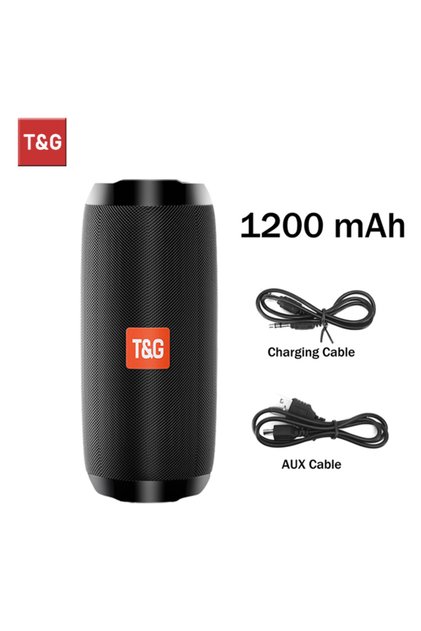 Black Bluetooth Speaker T&G TG117 Portable TWS Sound Box Waterproof Loudspeaker Outdoor Stereo Surro