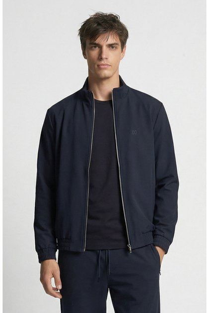 Lacivert Dik Yaka Teknik Sweatshirt