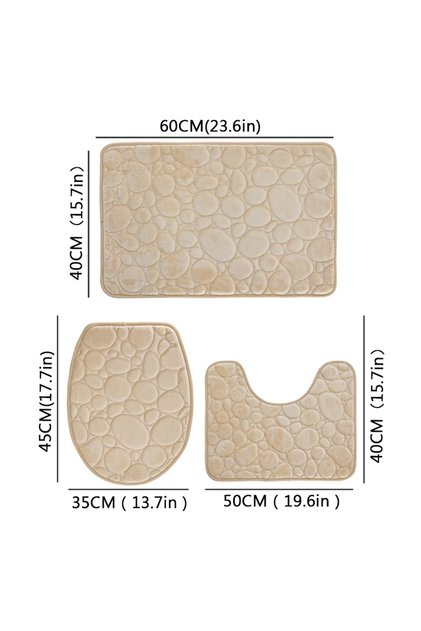 Three piece set Khaki color 1 Set of Solid Color Simple Bathroom Water-absorbing and Non-slip Floor