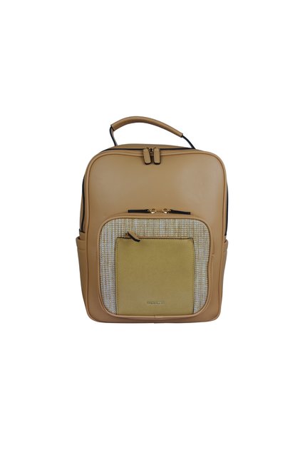 Duki Daso Beige Women's Backpack with Zipper and Pockets, Daily Shoulder Bag | Summer T8219 Beige Zipper g