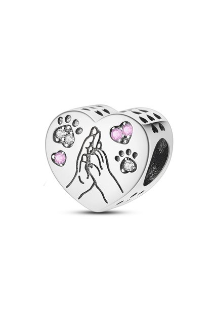 KTC1197 Silver Plated Pink Series Zircon Charms Fit Original Bracelet Necklace DIY Beads For Women J