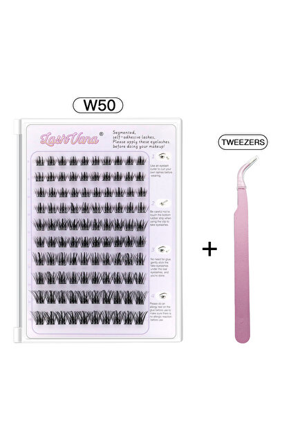 8-16mm 0.07mm D W50 KIT DIY Glue-Free Self-Adhesive False Eyelashes Easy Apply & Remove, Natural Loo