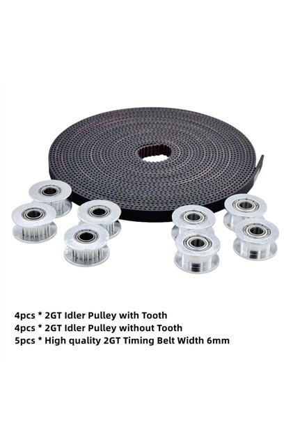 4-4 Pulley 5M Belt 1Set Aluminium GT2 20T Idler With 5M High Quality 2GT Timing Belt 6mm Kit 20 Toot