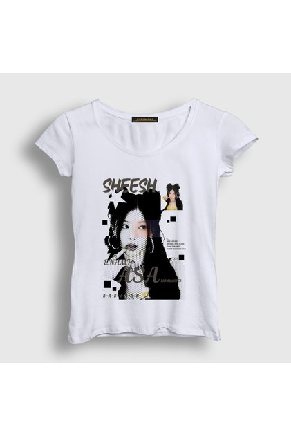 Women's White Enami Asa Sheesh K-Pop Babymonster T-Shirt 619760Tt