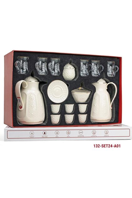 Luxury Hospitality Set (24 Pieces) - Royal Star and Gold Pattern | 3-Year Heat Guarantee