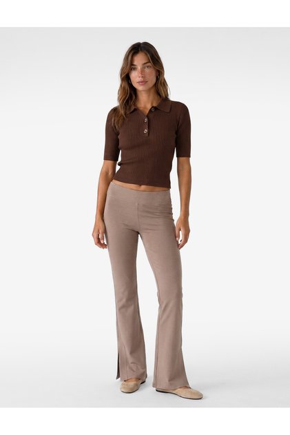 Modal Fabric Slim Fit High Waist Spanish Leggings Pants with Slits