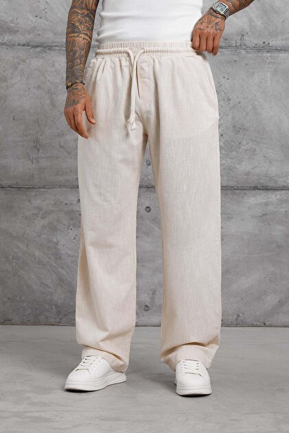 Men's Trousers 251 Cream Baggy Linen
