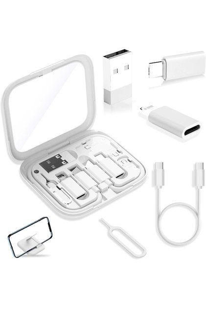 5 in 1 60W Fast Charging Cable Kit with Mirror Portable Travel USB Cable Storage Case